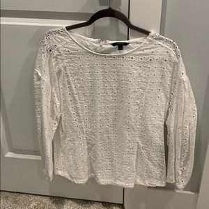 Balloon sleeve eyelet blouse